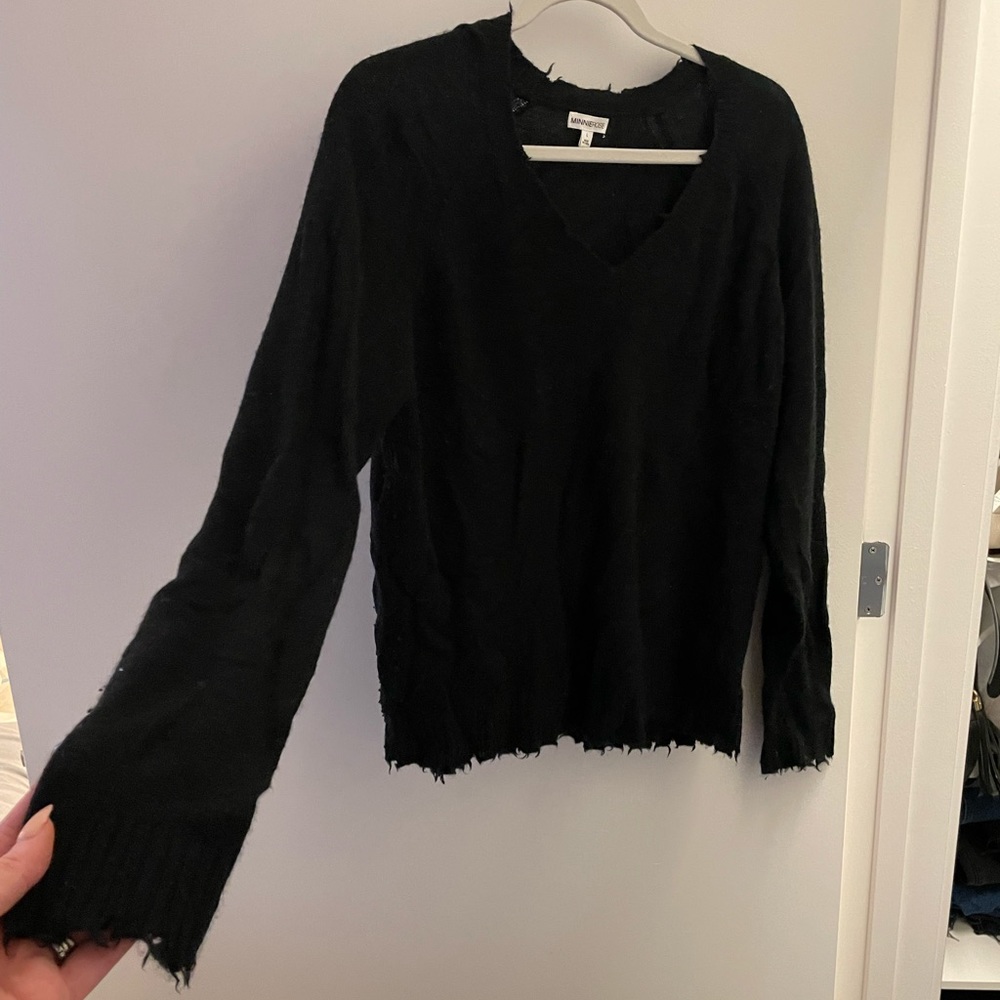 Minnie Rose Distressed cashmere sweater